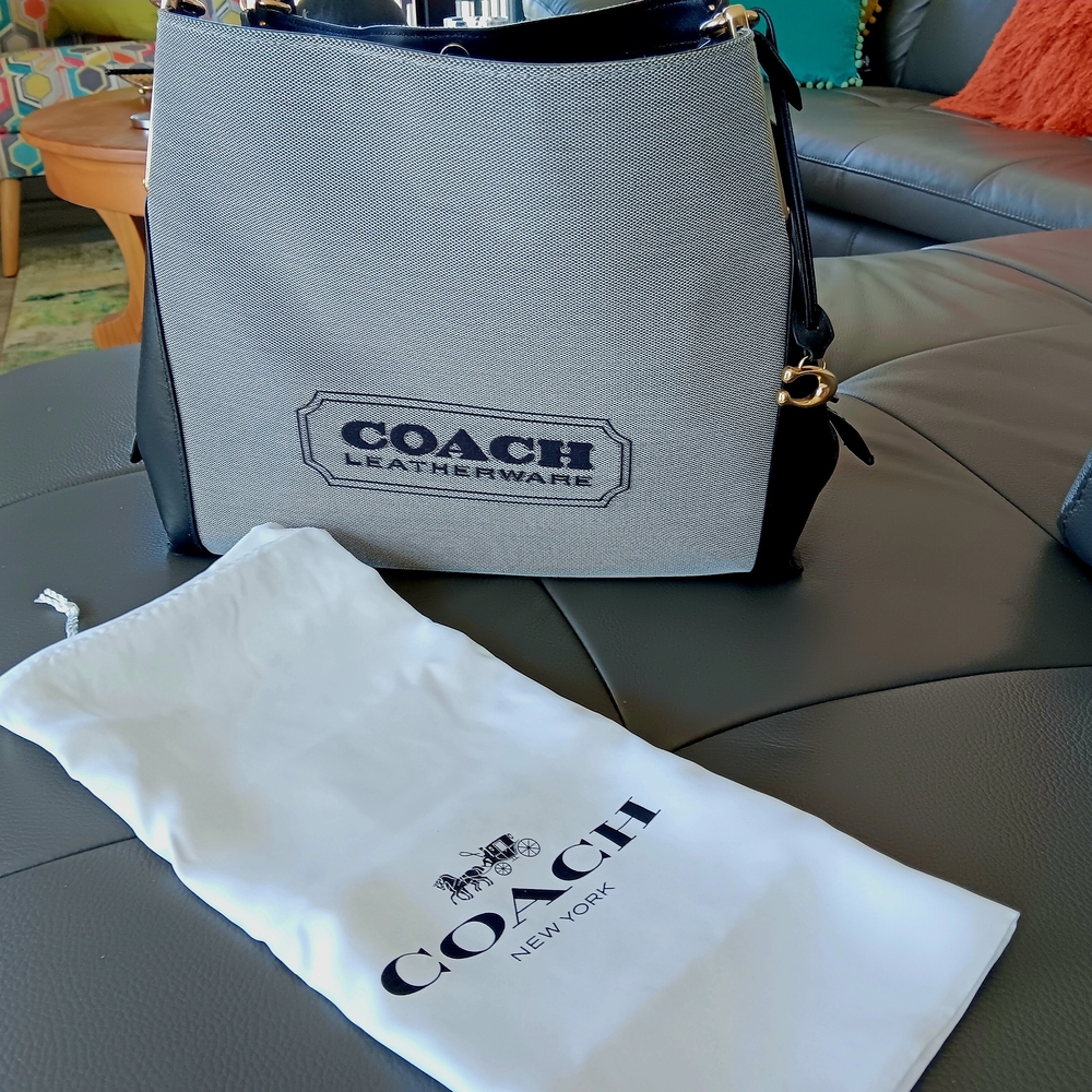 Coach Leatherware Gray and Black Tote